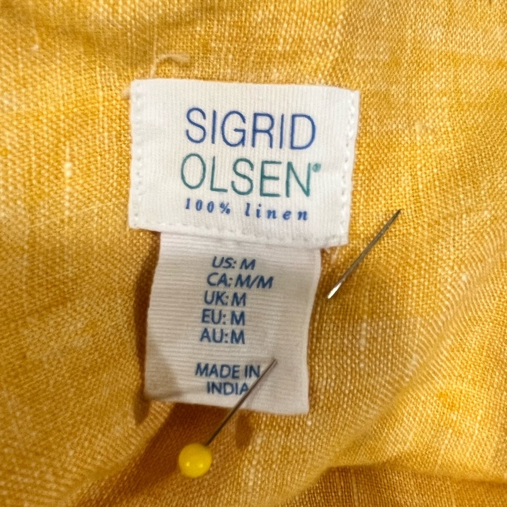 SIGRID OLSEN 100% LINEN PULL-OVER COLLAR TOP - Picture 4 of 9